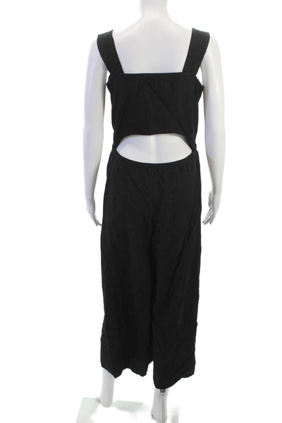 Vince Womens Black Square Neck Sleeveless Cotton Blend Jumpsuit Size 8