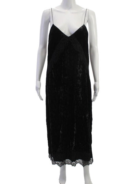 Trf Collection Zara Womens Slip Dress Black V-Neck Midi Sleeveless Size M