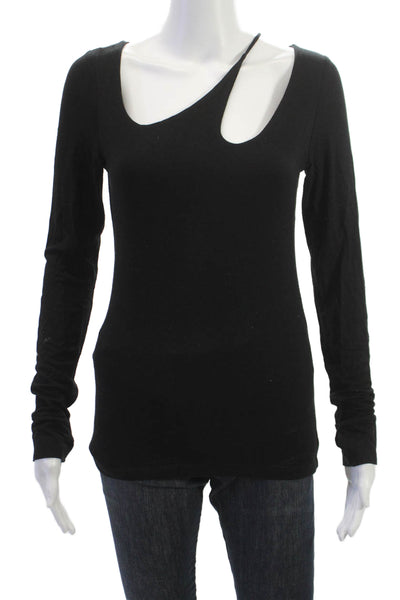 six/fifty Womens Long Sleeve Black Rayon Spandex Top Size M