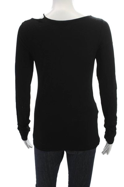 six/fifty Womens Long Sleeve Black Rayon Spandex Top Size M
