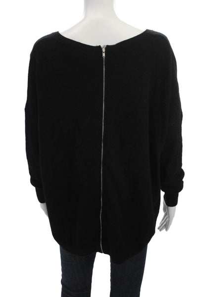 Autumn Cashmere Women Black Full Zip Pullover Long Sleeve 100% Cashmere Size M