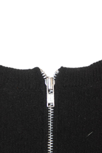 Autumn Cashmere Women Black Full Zip Pullover Long Sleeve 100% Cashmere Size M