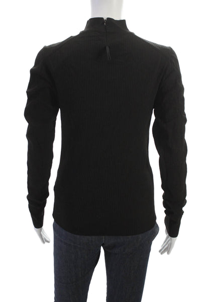 Zara Knit Women Black V-Neck Kimono Sleeve Zip Top Gothic Size L
