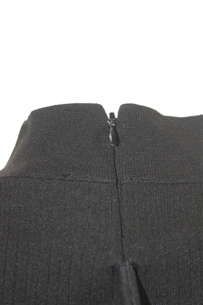 Zara Knit Women Black V-Neck Kimono Sleeve Zip Top Gothic Size L