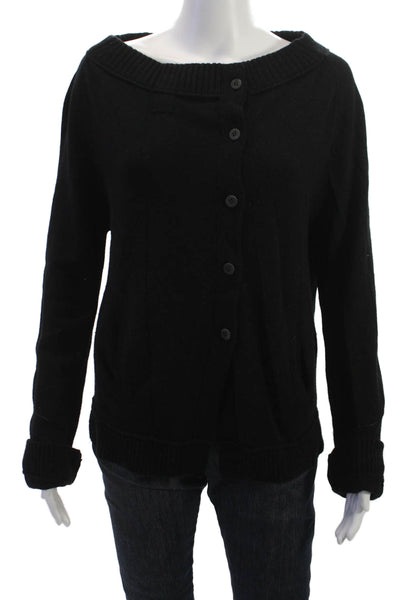 Inhabit Womens Cardigan Cashmere Black Button Square Neck Long Sleeve Size M