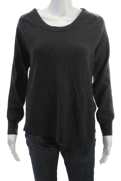 Aqua Women Pullover Cashmere Sweater Black Round Neck Long Sleeve Size M