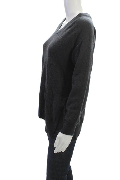 Aqua Women Pullover Cashmere Sweater Black Round Neck Long Sleeve Size M