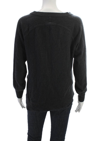 Aqua Women Pullover Cashmere Sweater Black Round Neck Long Sleeve Size M
