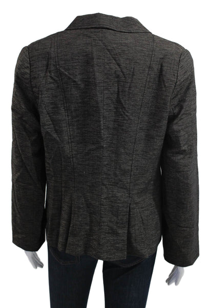 Piazza Sempione Women Dark Gray Collared Button Blazer Long Sleeve Size 48