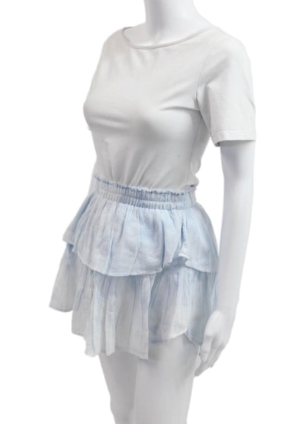 Love Shack Fancy Women Peasant Pettiskirt Light Blue Cotton Size XS