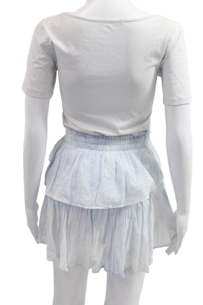 Love Shack Fancy Women Peasant Pettiskirt Light Blue Cotton Size XS