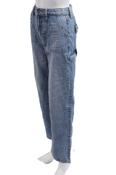 Hidden Womens Cropped Wide Leg Jeans Blue Mid Rise Button Size 24