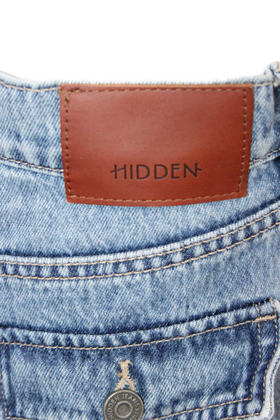 Hidden Womens Cropped Wide Leg Jeans Blue Mid Rise Button Size 24