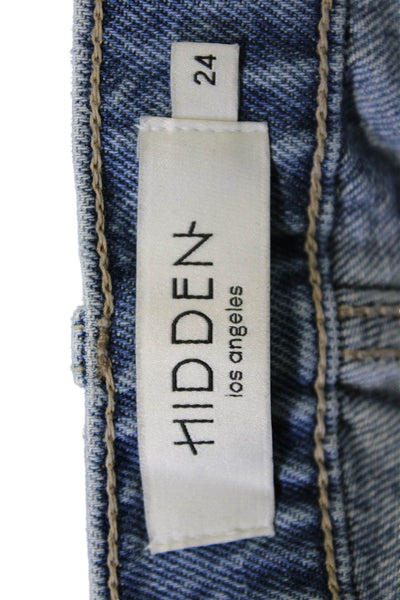Hidden Womens Cropped Wide Leg Jeans Blue Mid Rise Button Size 24