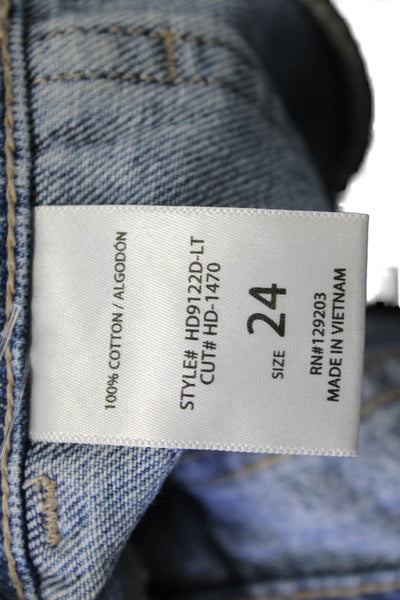 Hidden Womens Cropped Wide Leg Jeans Blue Mid Rise Button Size 24