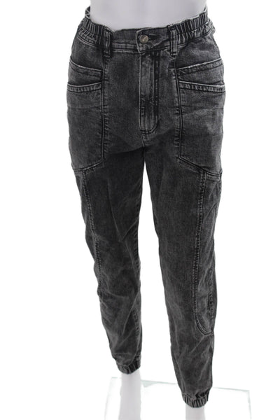 Retrofete Women Jogger Cargo Pants Dark Gray Button 98% Cotton Size 24
