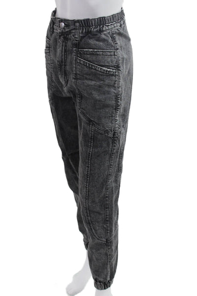 Retrofete Women Jogger Cargo Pants Dark Gray Button 98% Cotton Size 24