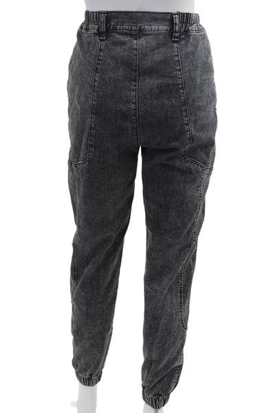 Retrofete Women Jogger Cargo Pants Dark Gray Button 98% Cotton Size 24