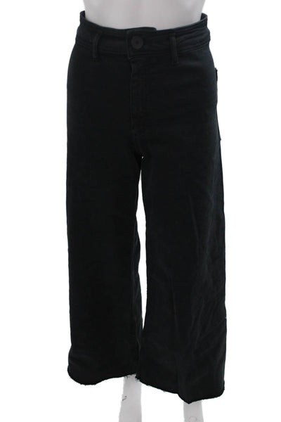 Zara Women Cropped High Rise Black Cotton Blend Jeans Size 2
