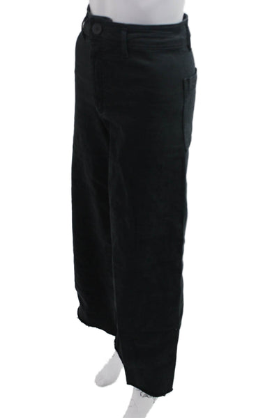 Zara Women Cropped High Rise Black Cotton Blend Jeans Size 2