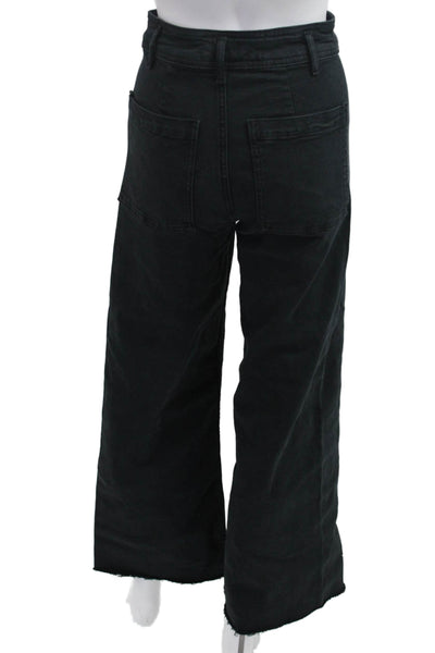 Zara Women Cropped High Rise Black Cotton Blend Jeans Size 2