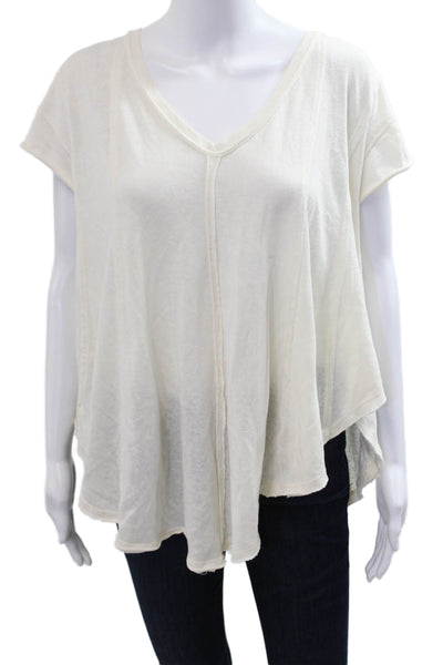 We The Free Women Tunic V Neck Short Sleeve White T Shirt Size XS