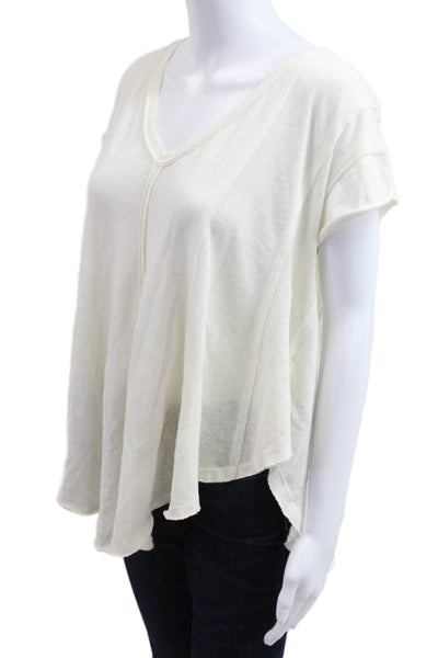 We The Free Women Tunic V Neck Short Sleeve White T Shirt Size XS