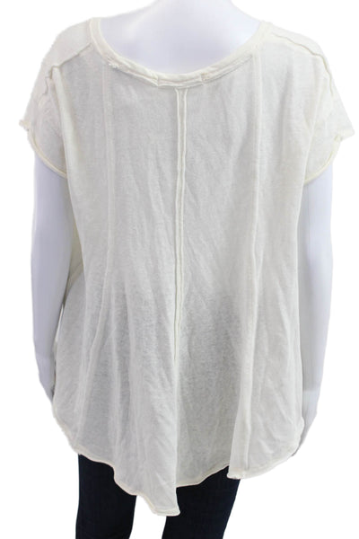We The Free Women Tunic V Neck Short Sleeve White T Shirt Size XS