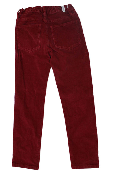 Jacadi Girls Cotton Stretch Buttoned Straight Ankle Pants Red Size 10