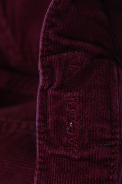 Jacadi Girls Cotton Stretch Buttoned Straight Ankle Pants Red Size 10