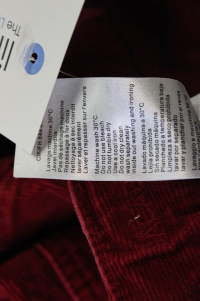 Jacadi Girls Cotton Stretch Buttoned Straight Ankle Pants Red Size 10