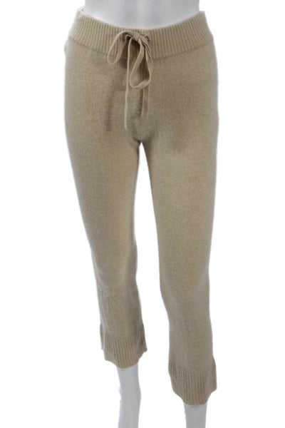 Minnie Rose Women Cropped Jogger Cashmere Beige Drawstring Size S