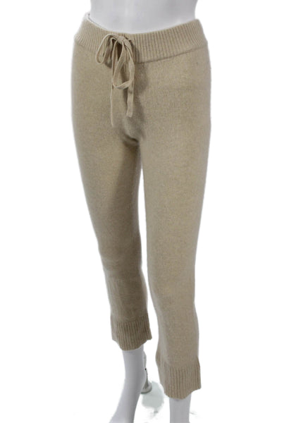 Minnie Rose Women Cropped Jogger Cashmere Beige Drawstring Size S