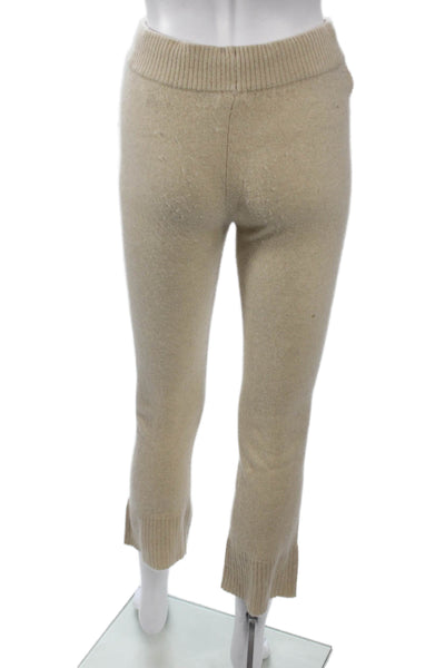 Minnie Rose Women Cropped Jogger Cashmere Beige Drawstring Size S