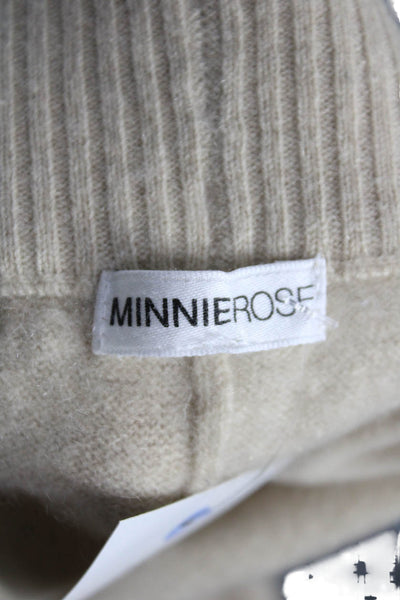 Minnie Rose Women Cropped Jogger Cashmere Beige Drawstring Size S
