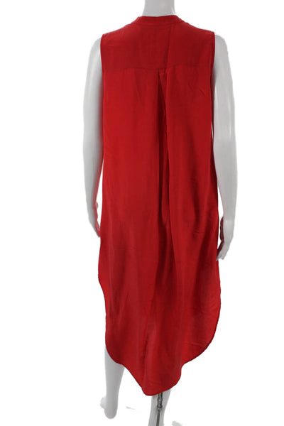 Otte New York Womens Silk Shirt Dress Red V-Neck Sleeveless Midi Size S