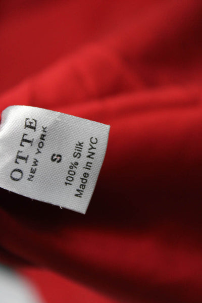 Otte New York Womens Silk Shirt Dress Red V-Neck Sleeveless Midi Size S