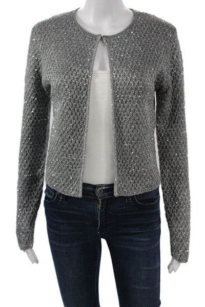 Zara Women Classic Gray Cardigan Long Sleeve Round Neck Size S