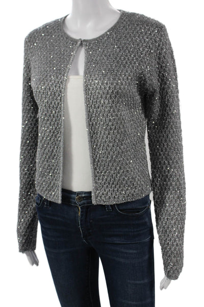 Zara Women Classic Gray Cardigan Long Sleeve Round Neck Size S