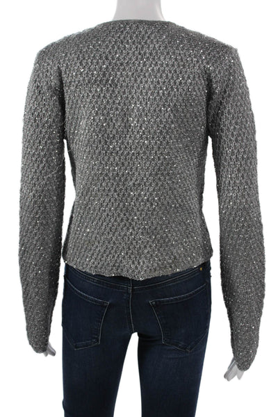 Zara Women Classic Gray Cardigan Long Sleeve Round Neck Size S