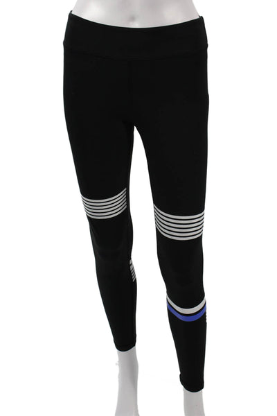 Lilybod Women Ankle Striped Black Leggings Size M