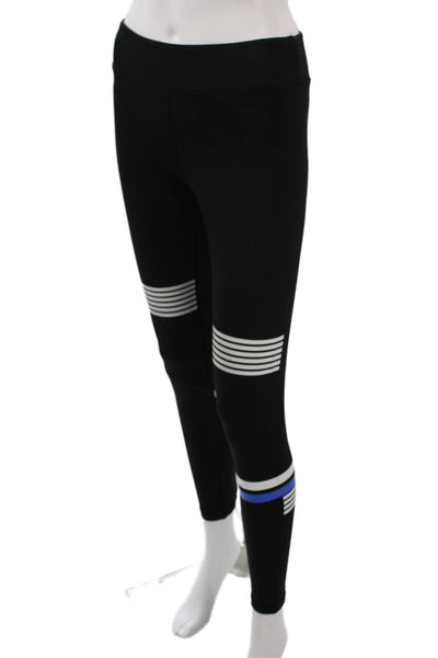 Lilybod Women Ankle Striped Black Leggings Size M