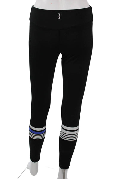 Lilybod Women Ankle Striped Black Leggings Size M