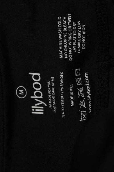 Lilybod Women Ankle Striped Black Leggings Size M