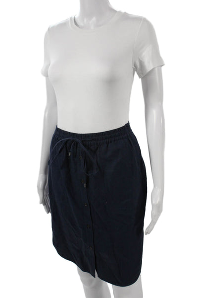Vince Womens A-Line Skirt Dark Blue Cotton Cupro Size 2XS