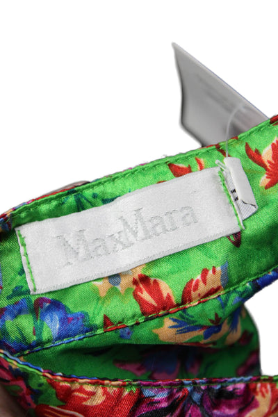 Max Mara Womens Green Silk Blend Floral Tunic High Neck Sleeveless Size M