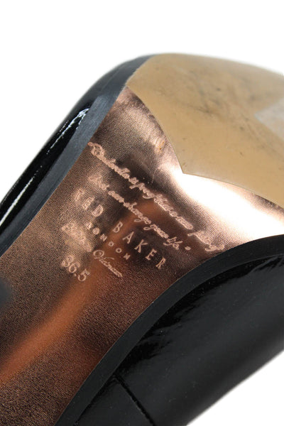 Ted Baker London Womens Patent Leather Metallic Accent Heels Black Size 6.5