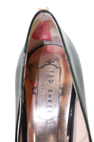 Ted Baker London Womens Patent Leather Metallic Accent Heels Black Size 6.5