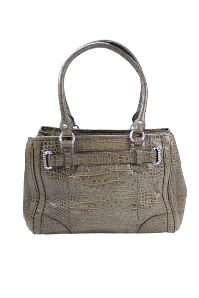 Judith Ripka Womens Leather Crocodile Print Shoulder Handbag Brown Black