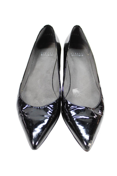Stuart Weitzman Womens Patent Leather Pointed Toe Heels Black Size 7.5M